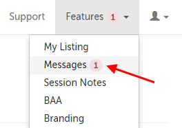Messages is second item in the drop-down menu