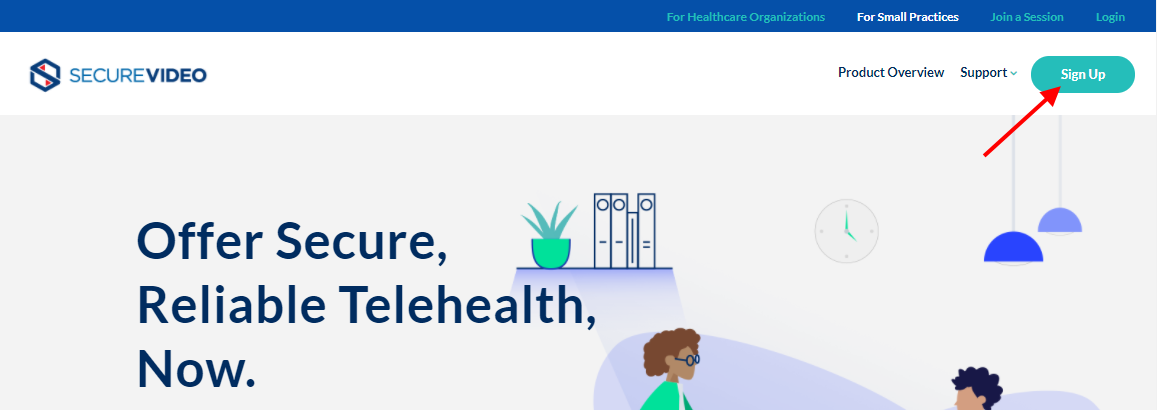 Arrow pointing at "Sign Up" button