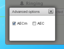 Screencap showing the Audio and Camera Setup menu