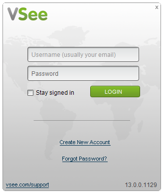 VSee login window