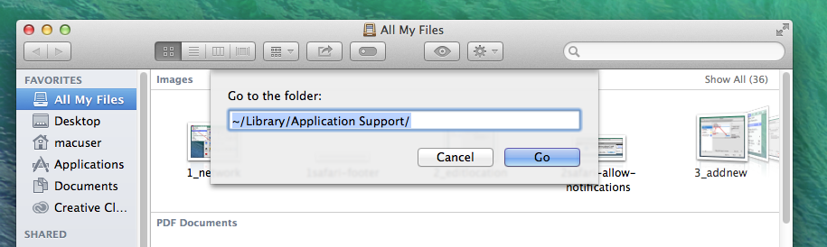 Screencap showing the file path field