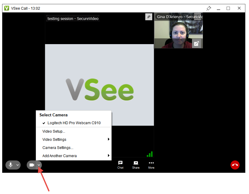 Arrow pointing at upward arrow icon next to camera icon