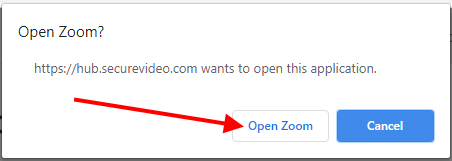 Chrome prompt to open Zoom