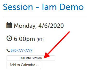 Dial Into Session button