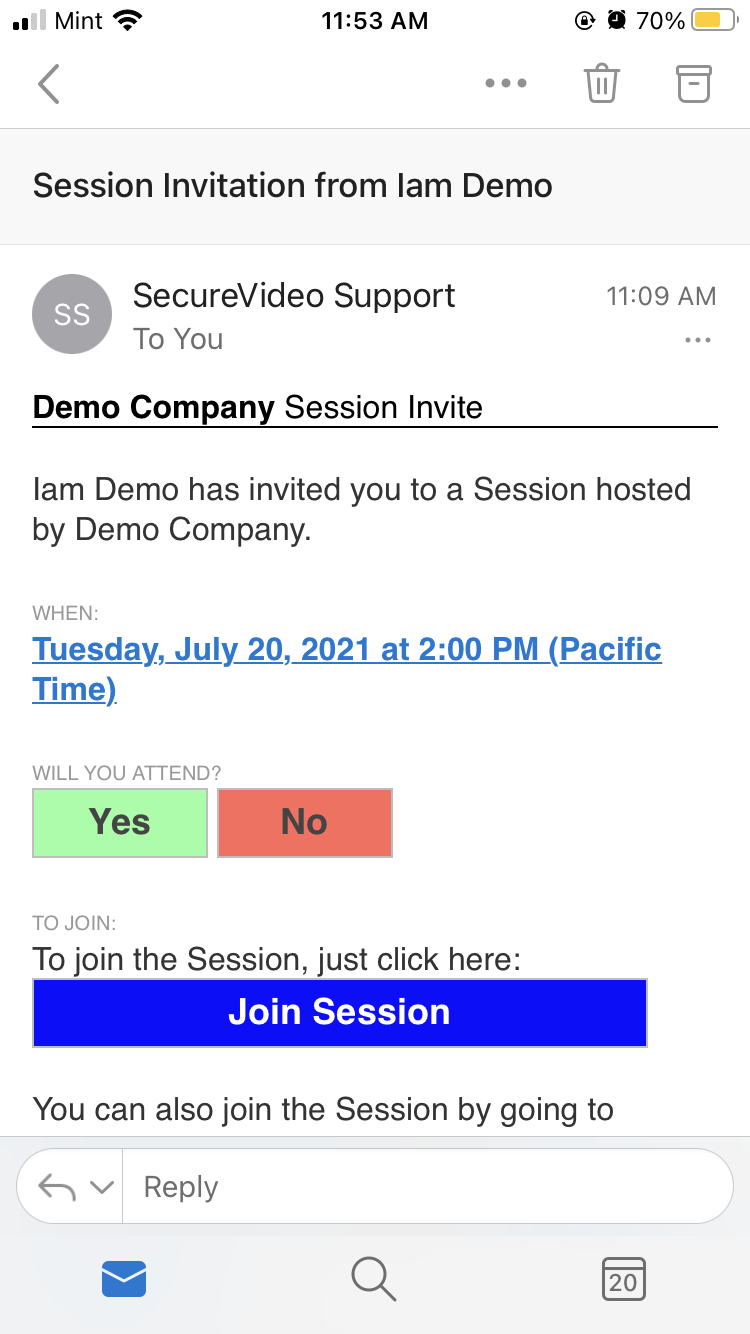 Invite with arrow pointing to the "Join Session" button