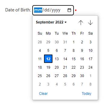 Date field example